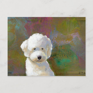 Carte Postale Intitulé : J'y pense - adorable chien blanc