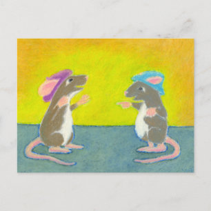 Carte Postale Intitulé : Rats en Casquette - Amusants rongeurs