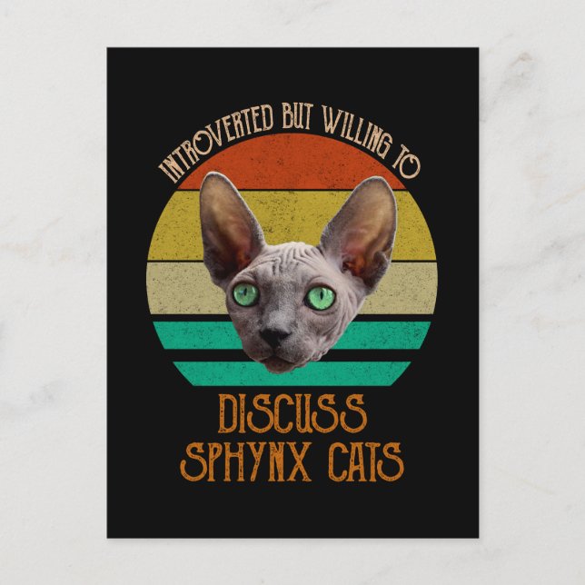 Carte Postale Introverted Mais Prêt À Discuter Des Chats Sphynx (Devant)