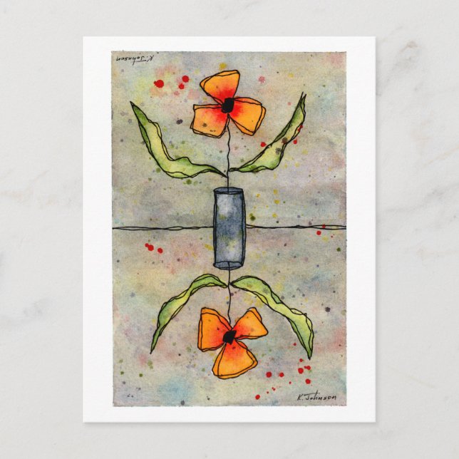 Carte postale Inverse Flower Watercolor (Devant)
