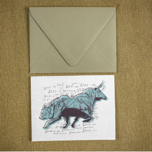 Carte Postale Investisseur Bull et ours Stock Trading
