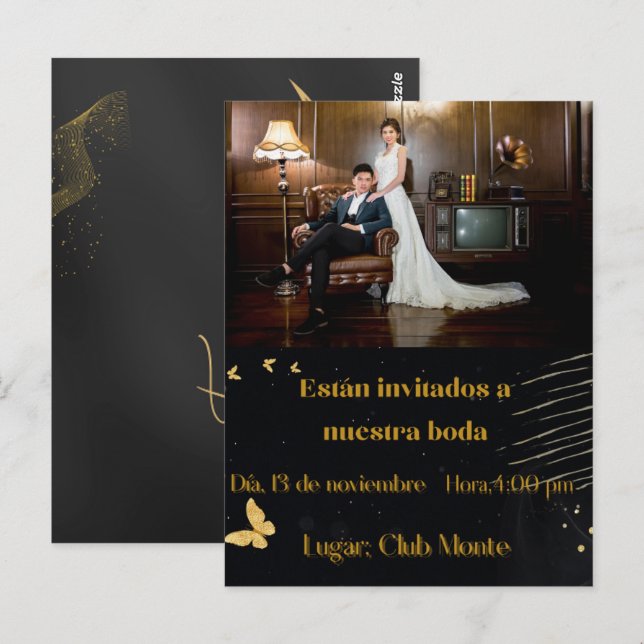 Carte Postale invitacion elegante bodas (Devant / Derrière)