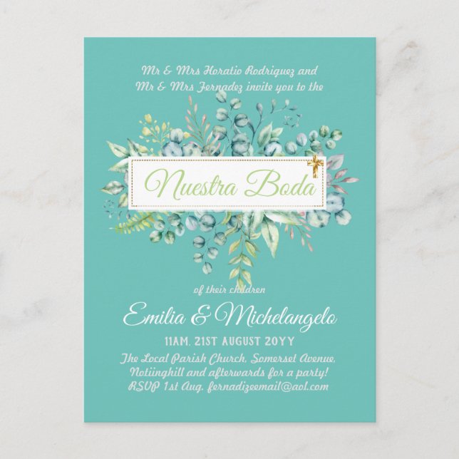 Carte Postale Invitaciones De Boda Baratas HOJAS Modernas (Devant)