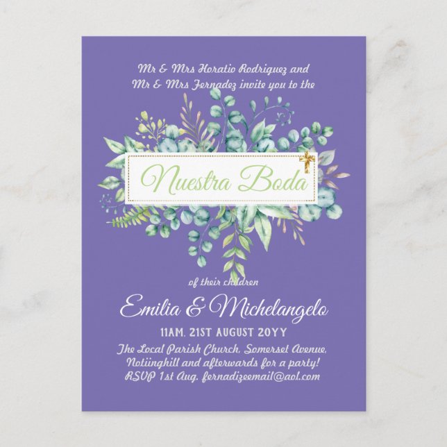 Carte Postale Invitaciones De Boda Baratas HOJAS Modernas (Devant)