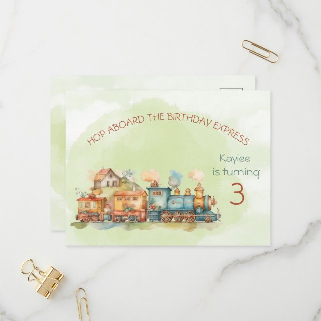 Carte postale Invitation 3e anniversaire du moteur (Devant/Arrière en situation)