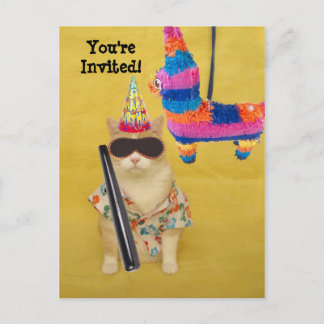 Carte Postale Invitation à Anniversaire avec Pinata !