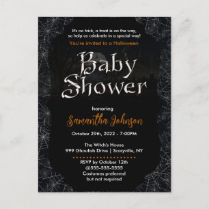Carte Postale Invitation à la Baby Shower Halloween Toile d'arai