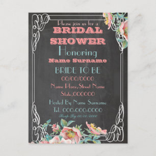 Carte Postale invitation à la douche nuptiale