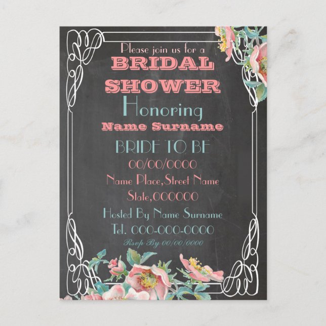Carte Postale invitation à la douche nuptiale (Devant)