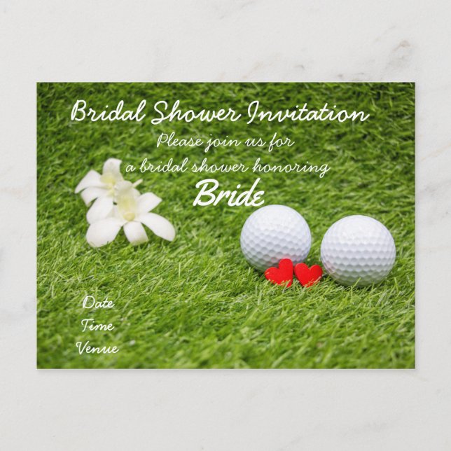 Carte Postale invitation à la douche nuptiale avec deux balles d (Devant)