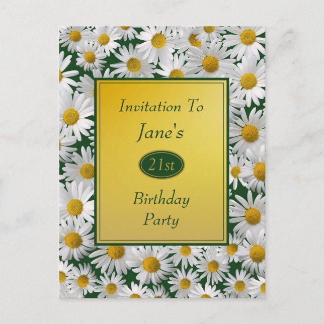 Carte Postale Invitation à la fête d'anniversaire de jolie Daisy (Devant)