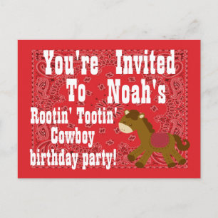Carte Postale Invitation à la fête d'anniversaire de Rootin' Too