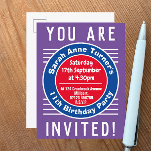 Carte Postale Invitation à la fête d'anniversaire des 11 ans d'u