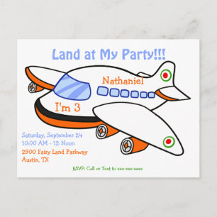 Carte Postale Invitation à la fête d'anniversaire d'un avion pou