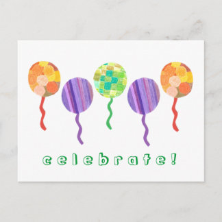 Carte Postale Invitation à la fête d'anniversaire en ballon arc-