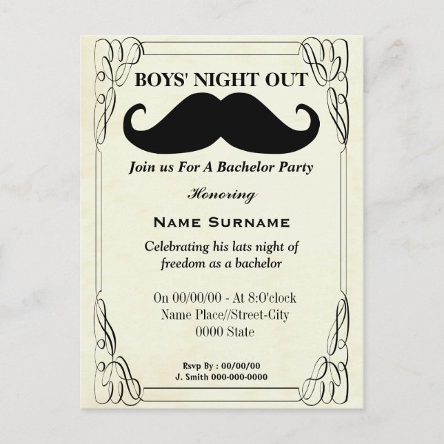 Carte Postale invitation à la fête de célibataire, invitation à  (Devant)