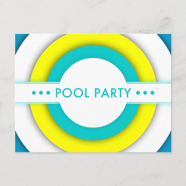 Carte Postale invitation à la fête de la piscine (Devant)