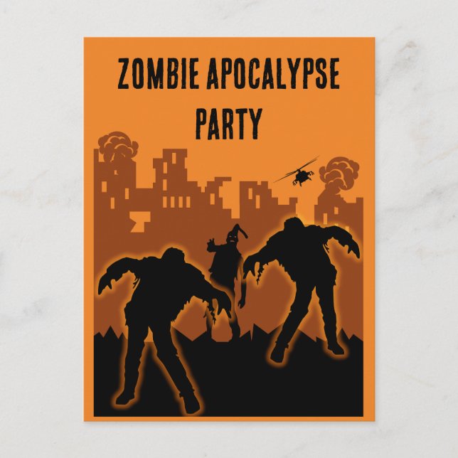 Carte Postale Invitation à la fête de l'apocalypse zombie (Devant)