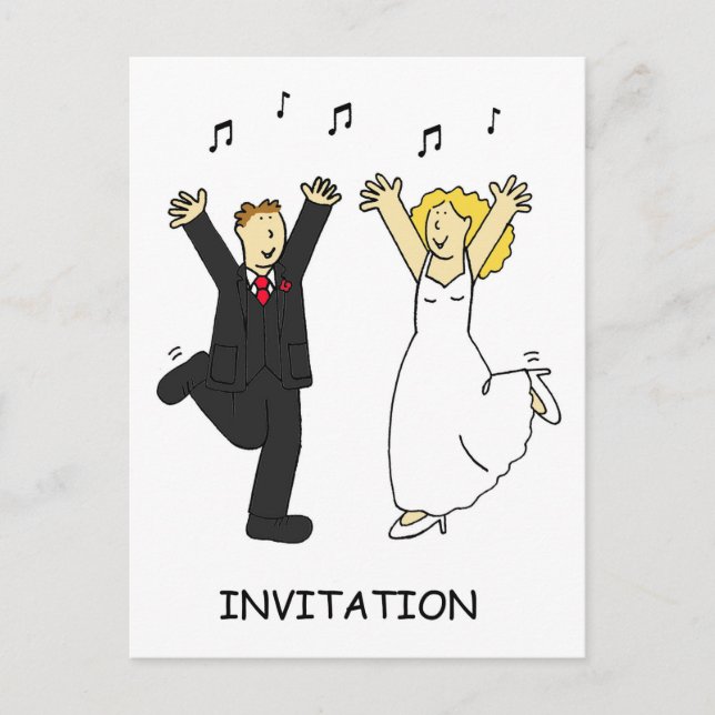Carte Postale Invitation à la fête de mariage couple qui danse (Devant)