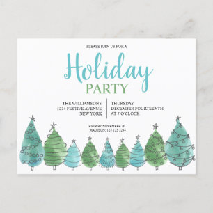 Carte postale Invitation à la fête de Noël vert
