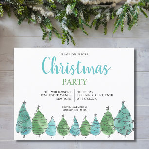 Carte postale Invitation à la fête de Noël vert