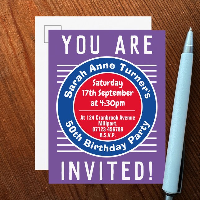 Carte Postale Invitation à la fête du 50e anniversaire (Créateur téléchargé)