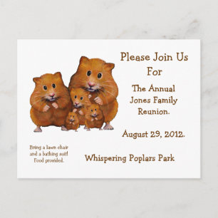 Carte Postale INVITATION À LA RÉUNION DE FAMILLE, Hamsters, Oeuv