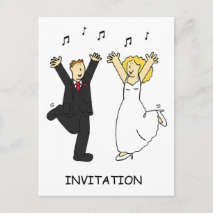 Carte Postale Invitation à la soirée d'après mariage couple dans