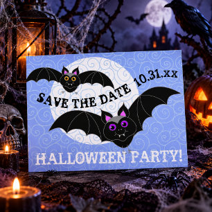 Carte Postale Invitation à la soirée d'Halloween Bats Moon Save