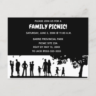 Carte Postale Invitation à pique-nique de famille Silhouette mod