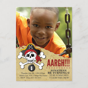 Carte Postale Invitation à une fête à thème pirate pour enfants