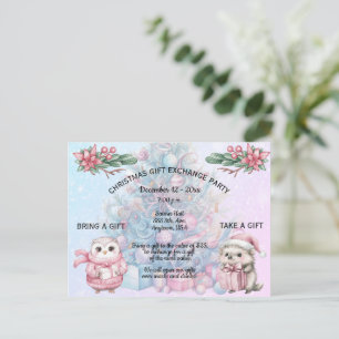 Carte Postale Invitation à une fête d'échange de cadeaux de Noël