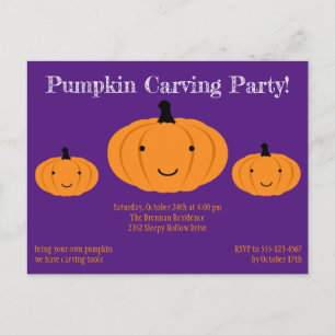 Carte Postale Invitation à une fête d'Halloween avec citrouille