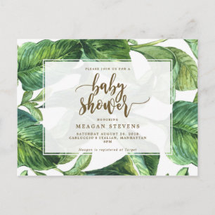 Carte Postale Invitation à une fête prénatale aux feuilles de pa