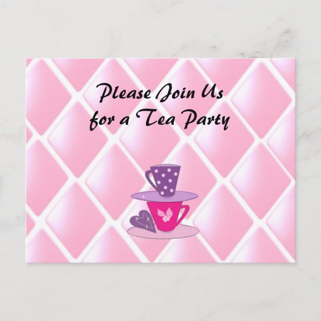 Carte Postale Invitation à une soirée à thé avec des tasses empi (Devant)