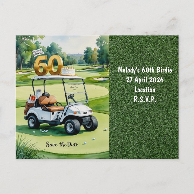 Carte Postale Invitation à une soirée de golf Enregistrez la dat (Devant)