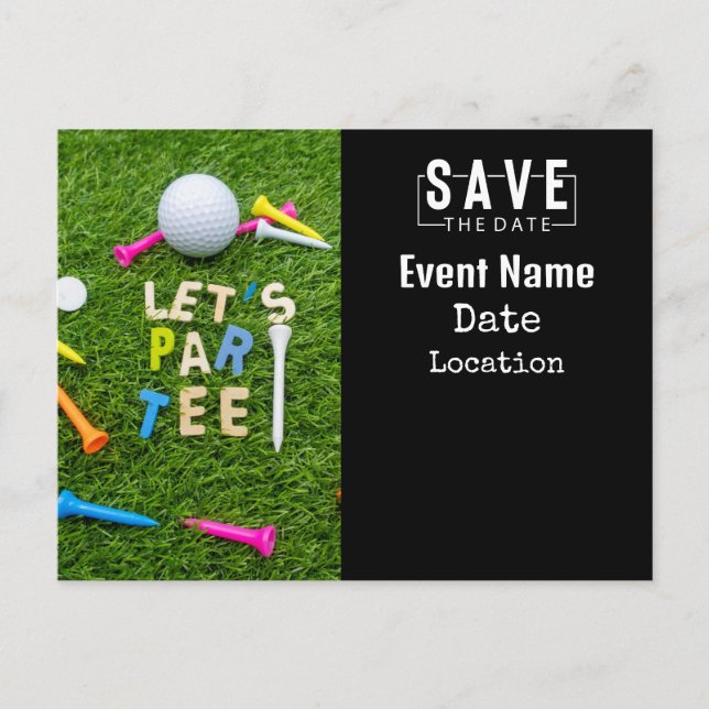 Carte Postale Invitation à une soirée de golf Par tee avec balle (Devant)
