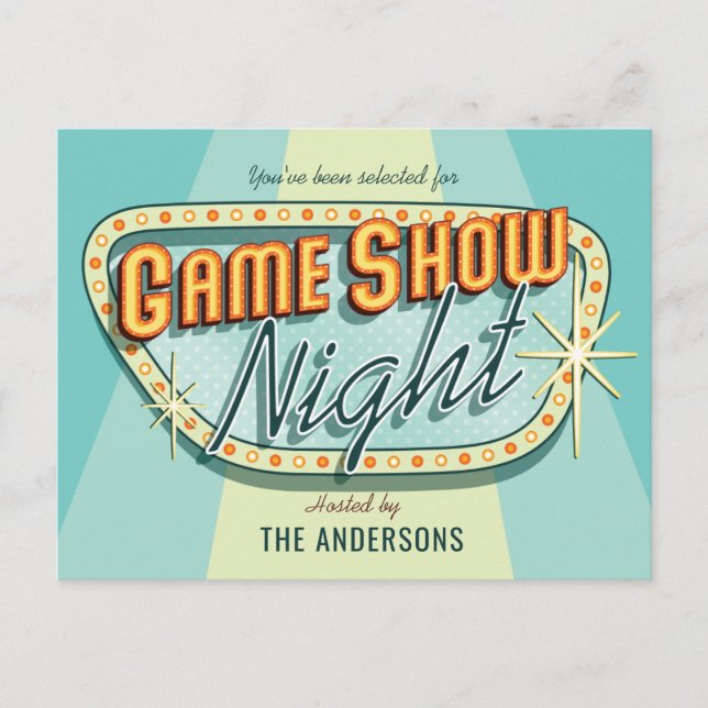Carte Postale Invitation à une soirée de jeu télévisé (Devant)