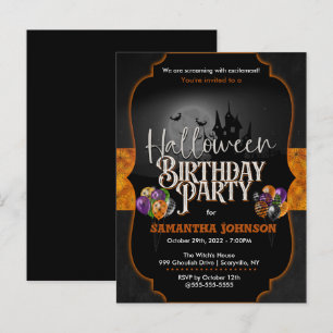 Carte postale Invitation Anniversaire d'Halloween
