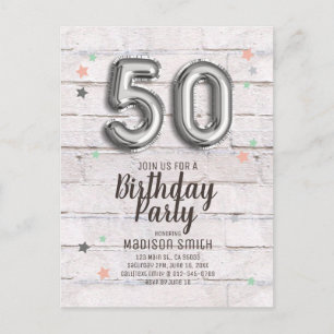 Carte Postale Invitation anniversaire étoiles fabuleuses en ball