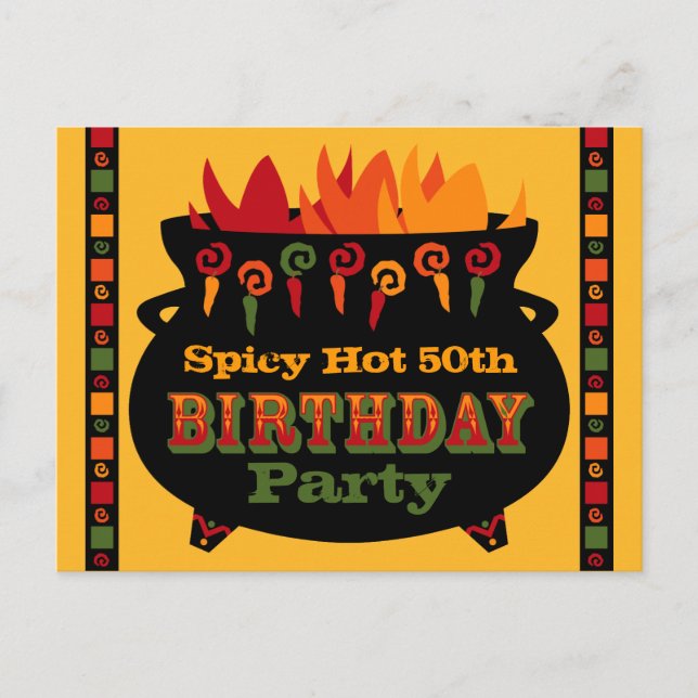 Carte postale Invitation Anniversaire Hot & Spicy (Devant)