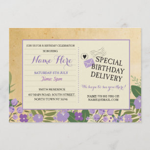 Carte postale invitation Anniversaire Purple Lilac