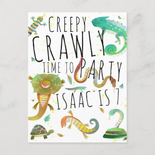 Carte postale Invitation Anniversaire Reptile