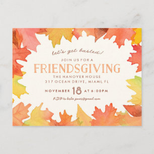 Carte postale Invitation Aquarelle Friendsgiving