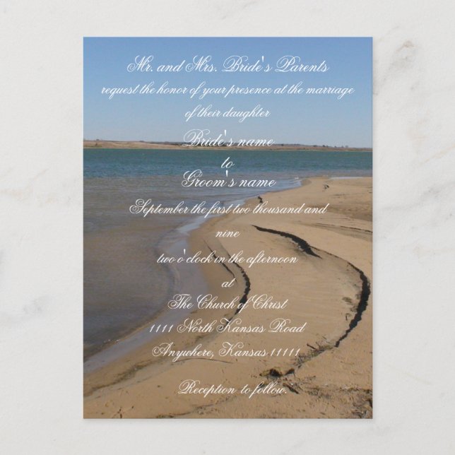 Carte Postale Invitation au mariage sur la plage (Devant)