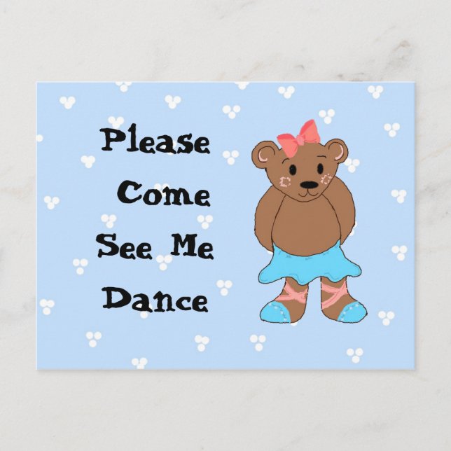 Carte Postale Invitation au spectacle de danse de l'ours balleri (Devant)