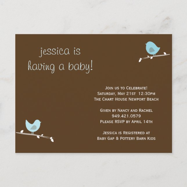 Carte Postale Invitation baby shower (Devant)
