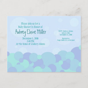 Carte Postale Invitation Baby shower bulles