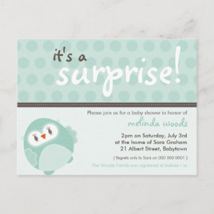 Carte Postale INVITATION baby shower :: chouette surprise 3
