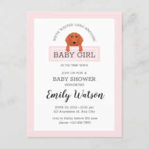 Carte postale Invitation Baby shower Dachshund
